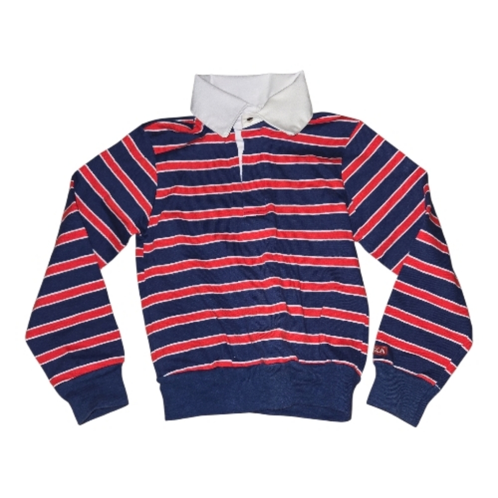 Vintage Navy and Red Striped Kids Polo Rugby Shirt